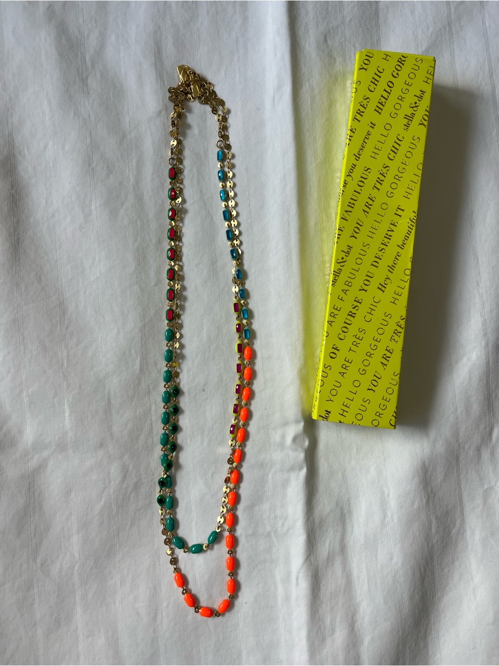 Stella & Dot Turquoise, Coral & Fuchsia Layered Necklace